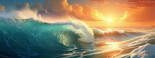Beautiful Sea Scene with Waves and Sky AI Generated photo