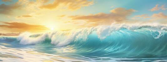 Beautiful Sea Scene with Waves and Sky AI Generated photo