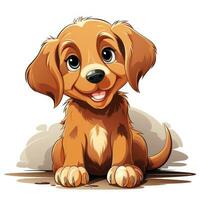 Cartoon Style Golden Retriever Peeking with Happy Expression AI Generated photo