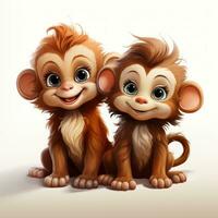 Adorable Baby Monkeys Clipart on White Background AI Generated photo