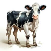 Cute Cow Clipart on White Background AI Generated photo