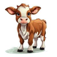 Cute Cow Clipart on White Background AI Generated photo