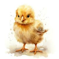 Adorable Watercolor Baby Chick Ruffling Its Feathers Clipart AI Generated photo