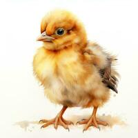 Adorable Watercolor Baby Chick Ruffling Its Feathers Clipart AI Generated photo