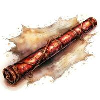 Harry Potter Style Scroll Watercolor Clipart on White Background AI Generated photo