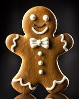 Smooth and Shiny Gingerbread Man with Bowtie AI Generated photo