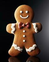 Smooth and Shiny Gingerbread Man with Bowtie AI Generated photo