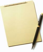 Dark Yellow and Beige Pen Next to Paper Clipped Notebook AI Generated photo