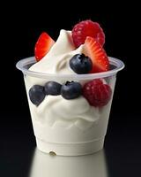Delicious Yogurt Bowl with Fresh Strawberries and Berries AI Generated photo