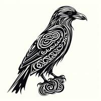 místico cuervo silueta con céltico nudo símbolos ai generado foto
