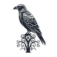 Celtic Raven Silhouette Tattoo on White Background AI Generated photo