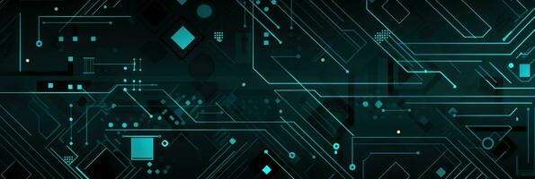 Dark Teal and Dark Azure Technology Themed Background with Circuitry AI Generated photo