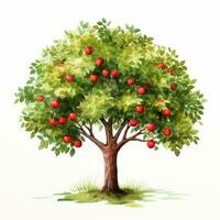 Colorful Watercolor Apple Tree for Childrens Book AI Generated photo