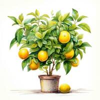 acuarela limón árbol para para niños libro ai generado foto