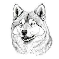 Akita Face Hand Drawn Clipart Image for Coloring Book AI Generated photo