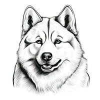 Akita Face Hand Drawn Clipart Image for Coloring Book AI Generated photo