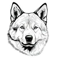 akita cara mano dibujado clipart imagen para colorante libro ai generado foto