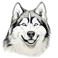 Alaskan Malamute Face Hand Drawn Clipart Image AI Generated photo