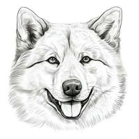 akita cara mano dibujado clipart imagen para colorante libro ai generado foto