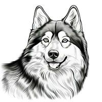 Alaskan Malamute Face Hand Drawn Clipart Image AI Generated photo