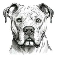 American Bulldog Face Hand Drawn Clipart Image for Coloring Book AI Generated photo