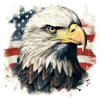 Vintage American Flag and Eagle Head Clipart on White Background AI Generated photo