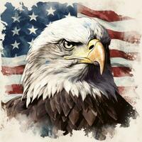 Vintage American Flag and Eagle Head Clipart on White Background AI Generated photo