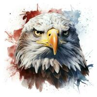 Vintage American Flag and Eagle Head Clipart on White Background AI Generated photo