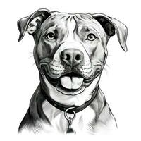 mano bosquejado americano pitbull cara para colorante libro ai generado foto