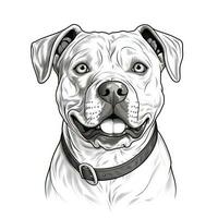 Hand Sketched American Pitbull Face for Coloring Book AI Generated photo