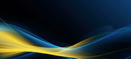 Abstract Technology Lines on Dark Blue and Yellow Background AI Generated photo