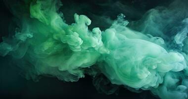 Mystical Green Smoke in Space with Intricate Underwater Style AI Generated photo