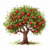 Colorful Apple Tree Clipart for Toddler Book AI Generated photo