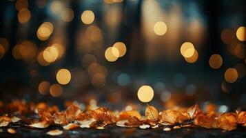 Enchanting Autumn Forest Background with Bokeh AI Generated photo