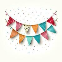 Colorful Birthday Bunting Clipart on White Background AI Generated photo