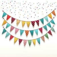 Colorful Birthday Bunting Clipart on White Background AI Generated photo