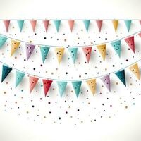 Colorful Birthday Bunting Clipart on White Background AI Generated photo