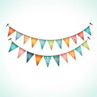 Colorful Birthday Bunting Clipart on White Background AI Generated photo