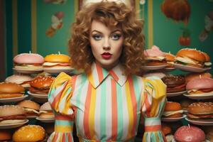 Bizarre and Surreal Photography of a Hungry Fashion Model AI Generated photo