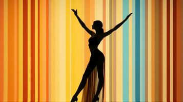 Graceful Black Silhouette of a Woman Dancing AI Generated photo