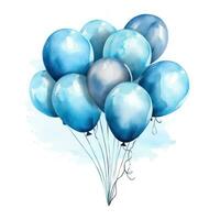 Colorful Watercolor Balloons on White Background AI Generated photo