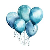 Colorful Watercolor Balloons on White Background AI Generated photo