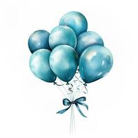 Colorful Watercolor Balloons on White Background AI Generated photo