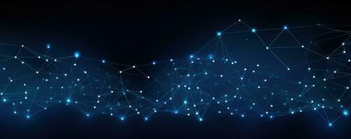 Blue Abstract Digital Network Background with Light Particles AI Generated photo