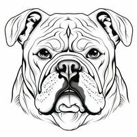 dibujado a mano buldog cara clipart para colorante libro ai generado foto