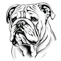 dibujado a mano buldog cara clipart para colorante libro ai generado foto