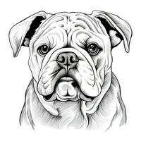 HandDrawn Bulldog Face Clipart for Coloring Book AI Generated photo