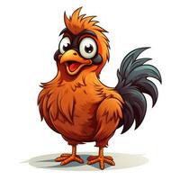 Cartoon Chicken Clipart on White Background AI Generated photo