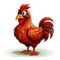Cartoon Chicken Clipart on White Background AI Generated photo