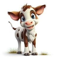 dibujos animados vaca clipart en blanco antecedentes ai generado foto